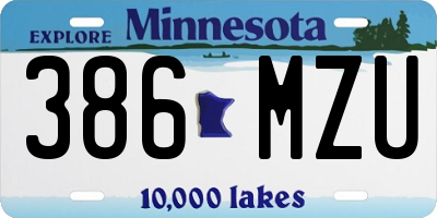 MN license plate 386MZU