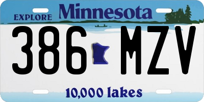 MN license plate 386MZV