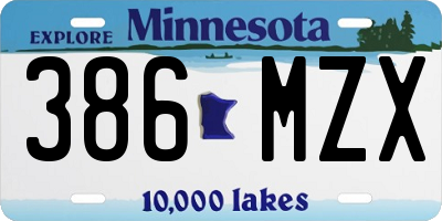 MN license plate 386MZX
