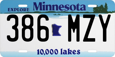 MN license plate 386MZY
