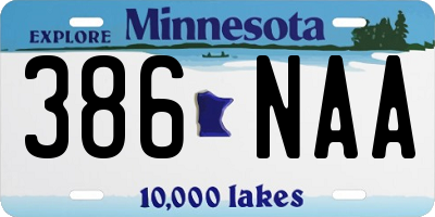 MN license plate 386NAA