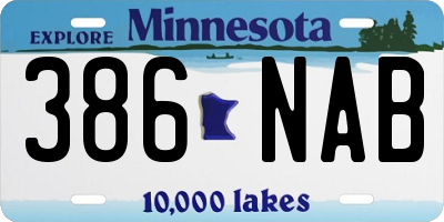 MN license plate 386NAB