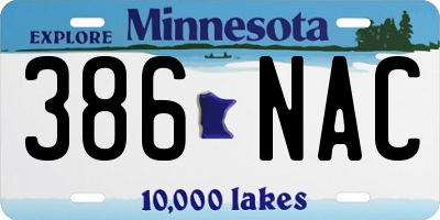 MN license plate 386NAC