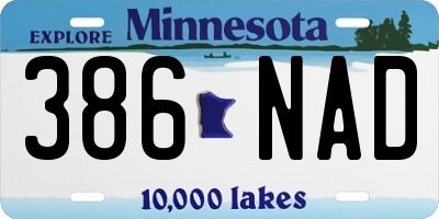 MN license plate 386NAD
