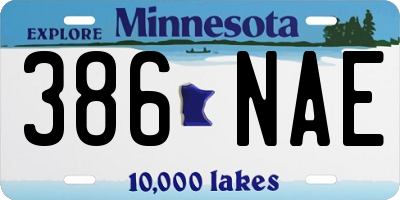 MN license plate 386NAE