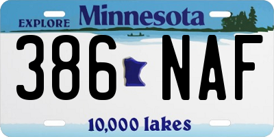 MN license plate 386NAF