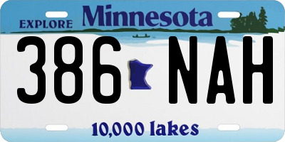 MN license plate 386NAH