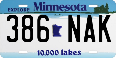 MN license plate 386NAK