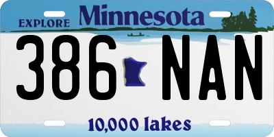 MN license plate 386NAN