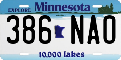 MN license plate 386NAO