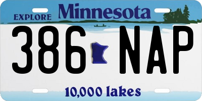 MN license plate 386NAP