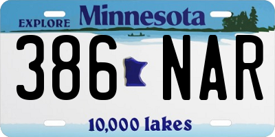 MN license plate 386NAR