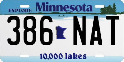 MN license plate 386NAT