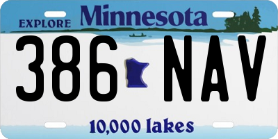 MN license plate 386NAV