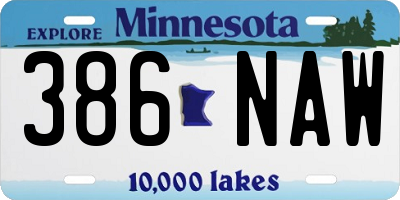 MN license plate 386NAW