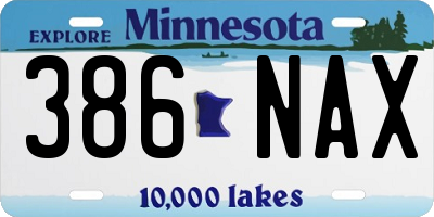MN license plate 386NAX