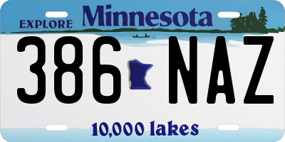 MN license plate 386NAZ