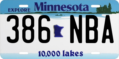 MN license plate 386NBA