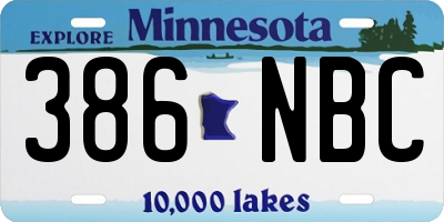 MN license plate 386NBC