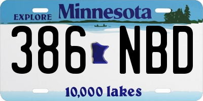 MN license plate 386NBD