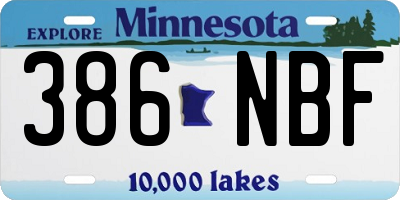 MN license plate 386NBF