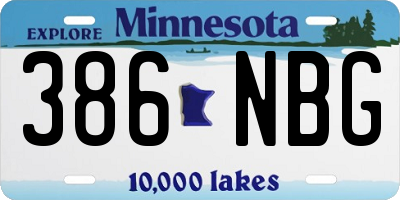 MN license plate 386NBG