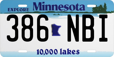 MN license plate 386NBI