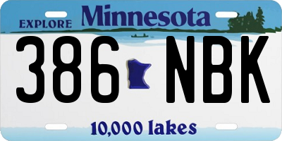 MN license plate 386NBK
