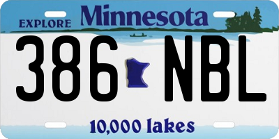 MN license plate 386NBL