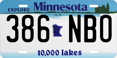 MN license plate 386NBO