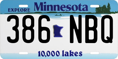 MN license plate 386NBQ