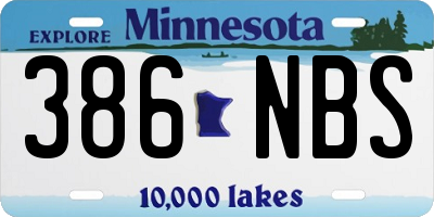 MN license plate 386NBS
