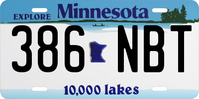 MN license plate 386NBT