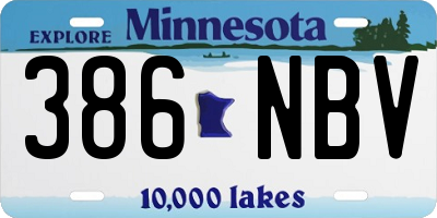 MN license plate 386NBV