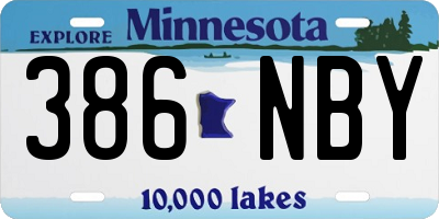 MN license plate 386NBY
