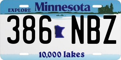 MN license plate 386NBZ