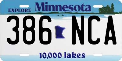 MN license plate 386NCA
