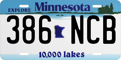 MN license plate 386NCB