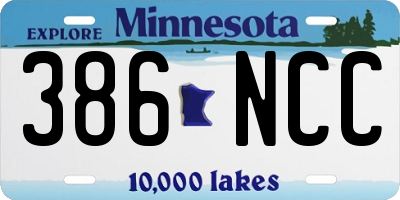 MN license plate 386NCC