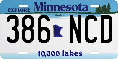 MN license plate 386NCD
