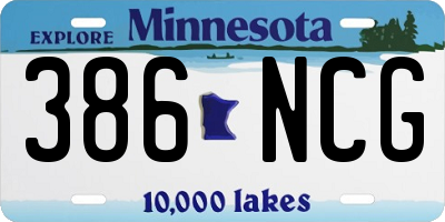 MN license plate 386NCG