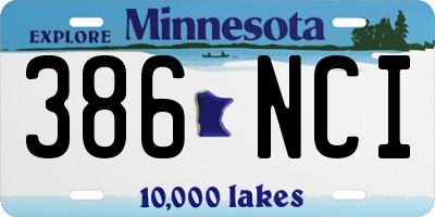 MN license plate 386NCI