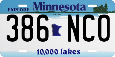 MN license plate 386NCO