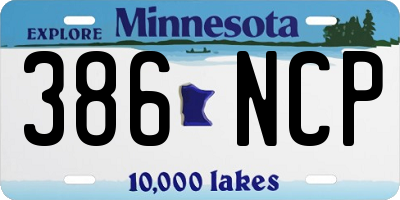 MN license plate 386NCP