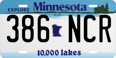 MN license plate 386NCR