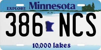 MN license plate 386NCS