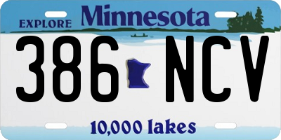 MN license plate 386NCV
