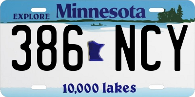 MN license plate 386NCY
