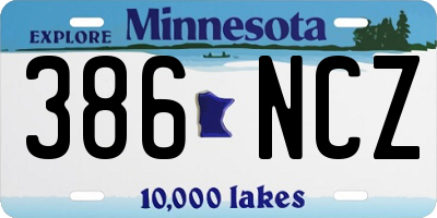 MN license plate 386NCZ