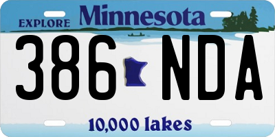 MN license plate 386NDA